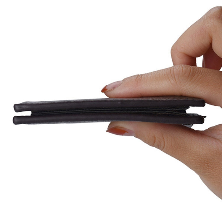 DEABOLAR  Men PU Leather Short Wallet Zipper Coin Purse Card Holder(Black Horizontal)