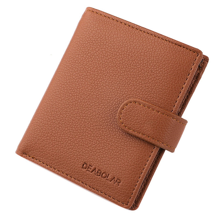 DEABOLAR Men Vertical Coin Purse Buckle Zipper Card Holder Driver License Protective Cover(Brown)