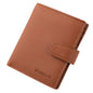 DEABOLAR Men Vertical Coin Purse Buckle Zipper Card Holder Driver License Protective Cover(Brown)
