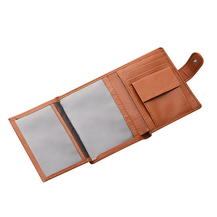DEABOLAR Men Vertical Coin Purse Buckle Zipper Card Holder Driver License Protective Cover(Brown)