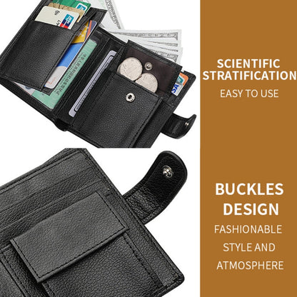 DEABOLAR Men Vertical Coin Purse Buckle Zipper Card Holder Driver License Protective Cover(Brown)