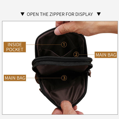 DEABOLAR Men Waist Bag Vertical Waist Belt Hanging Bag Outdoor Sports Mini Mobile Phone Bag(Brown Double Layer)