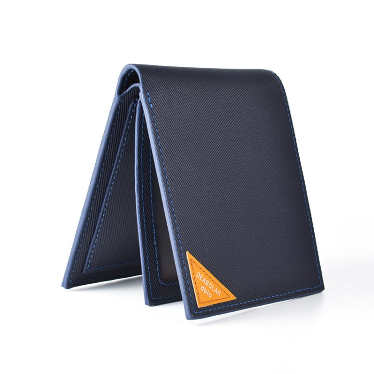 DEABOLAR Men Short Wallet Cross Pattern Tri-Fold Zipper Coin Purse Driver License Card Holder(Blue)