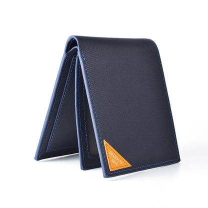 DEABOLAR Men Short Wallet Cross Pattern Tri-Fold Zipper Coin Purse Driver License Card Holder(Blue)