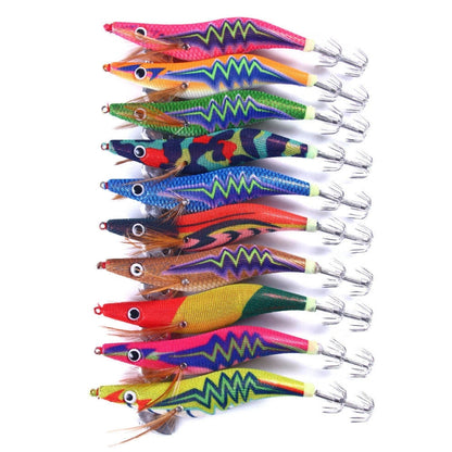 HENGJIA 14cm 20g Night Light Wood Shrimp Fake Bait Squid Hook Luya Bait, Color: 10 Colors