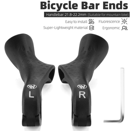 WEST BIKING Embouts de Guidon Fluorescents pour Vélo, Type Cornes de Vache (Noir)