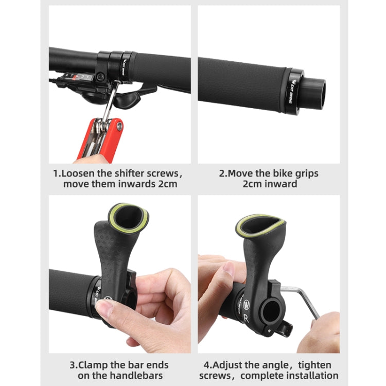 WEST BIKING Bike Cow Horns Fluorescent Deputy Handle Riding Equipment(Black)