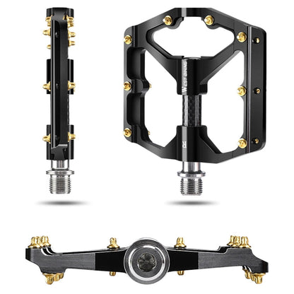 WEST BIKING 3 Bearings Ultralight Carbon Fiber Bushing Mountain Bike Pedal(Black)