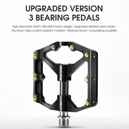 WEST BIKING 3 Bearings Ultralight Carbon Fiber Bushing Mountain Bike Pedal(Red)