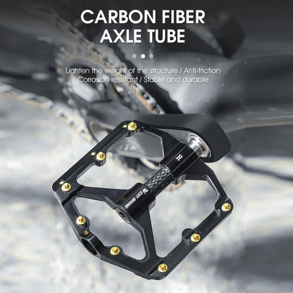 WEST BIKING 3 Bearings Ultralight Carbon Fiber Bushing Mountain Bike Pedal(Black)