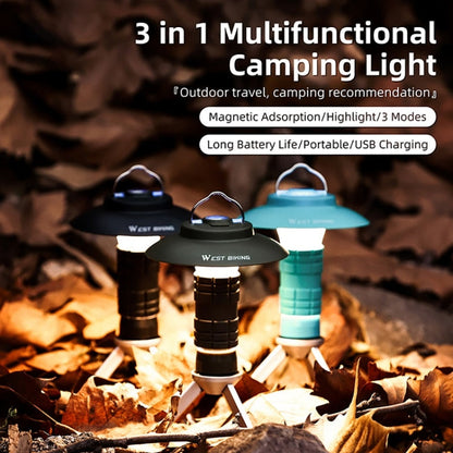 WEST BIKING Outdoor Lighthouse Camping Light LED Portable Magnetic Emergency Flashlight(Army Green)