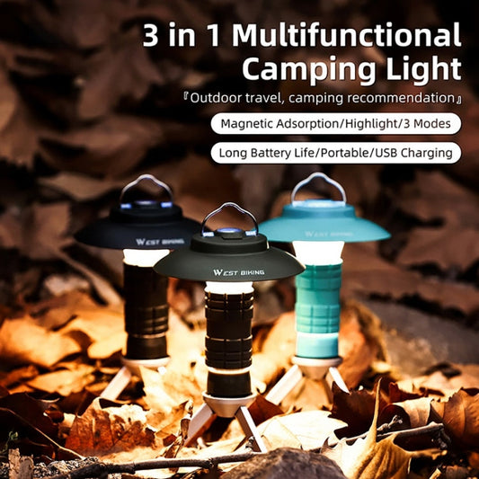 WEST BIKING Outdoor Lighthouse Camping Light LED Portable Magnetic Emergency Flashlight(Black)