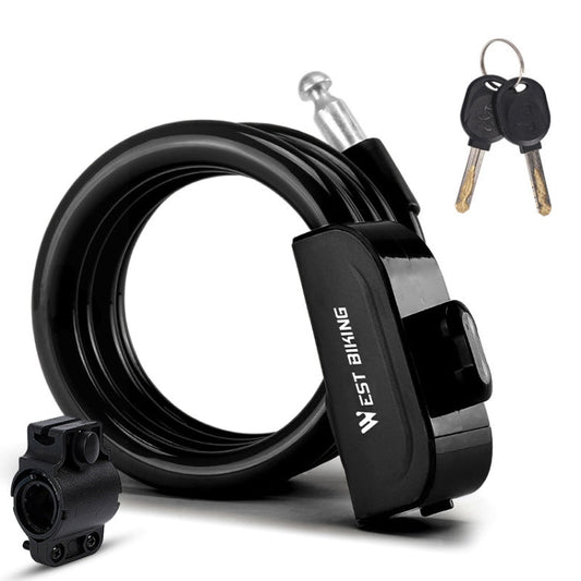 Antivol de vélo WEST BIKING 1,2 m Câble en acier PVC Antivol de cyclisme étanche (Noir)