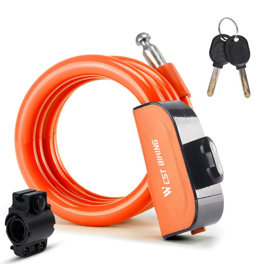 WEST BIKING Câble antivol en acier PVC 1,2 m pour vélo, étanche (orange)