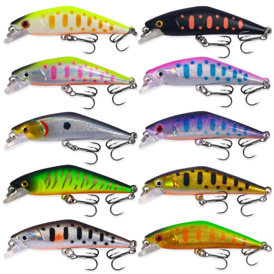HENGJIA Leurre de pêche 5,7 cm 3,4 g, petit poisson nageur coulant lentement, coloris : 10 couleurs, en boîte