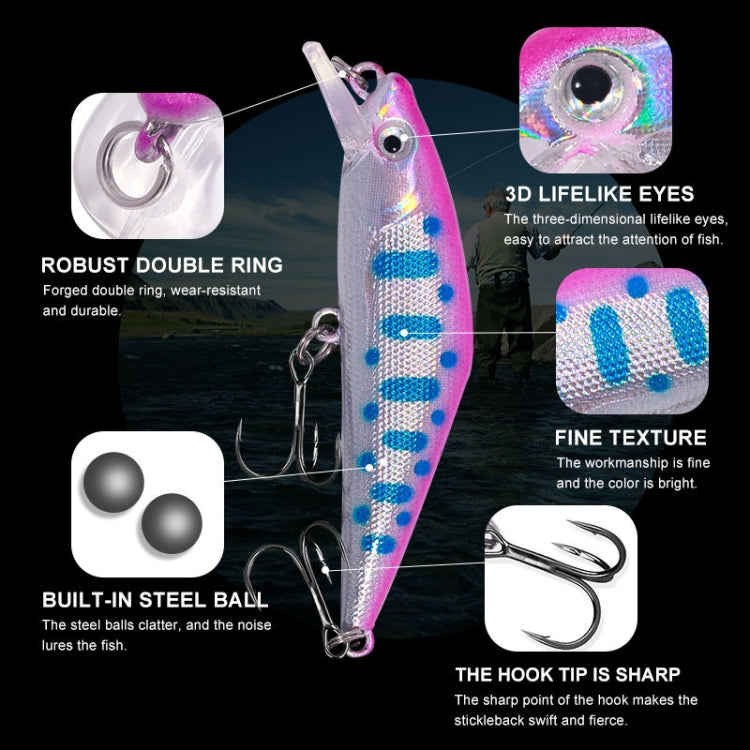 HENGJIA 5.7cm 3.4g Microbe Road Lures Slow Sinking Minnow Fake Bait, Color: 6