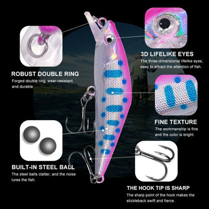 HENGJIA 5.7cm 3.4g Microbe Road Lures Slow Sinking Minnow Fake Bait, Color: 4