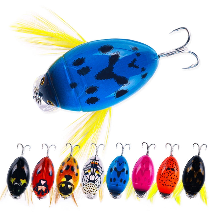 HENGJIA Insect Floating Water Bionic Bait Beetle Water Surface Bass Tap Fake Bait, Color: 8 Colors Bagged