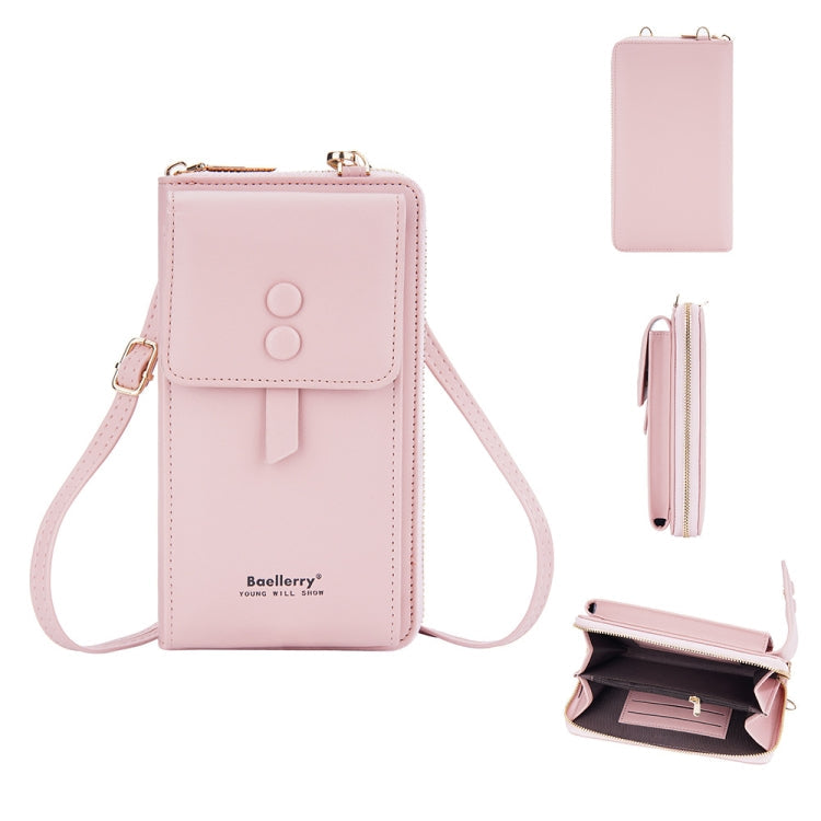 Baellerry Multifunctional Adjustable Crossbody Phone Bag Large Capacity Multi-card Slot Single-shoulder Bag(Pink)