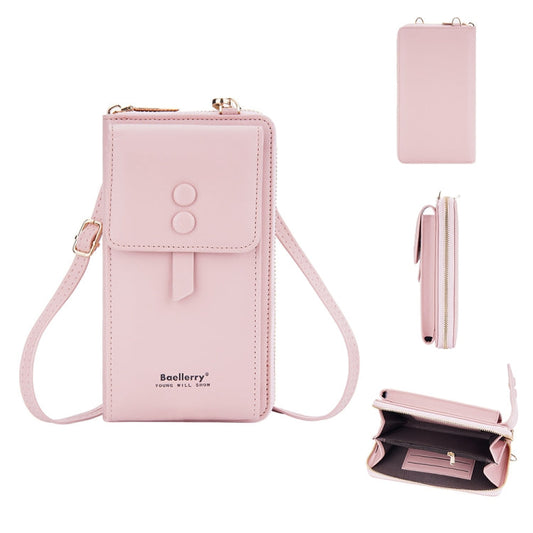 Baellerry Multifunctional Adjustable Crossbody Phone Bag Large Capacity Multi-card Slot Single-shoulder Bag(Pink)