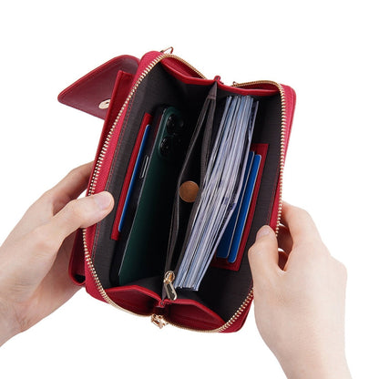 Baellerry Multifunctional Adjustable Crossbody Phone Bag Large Capacity Multi-card Slot Single-shoulder Bag(Claret)