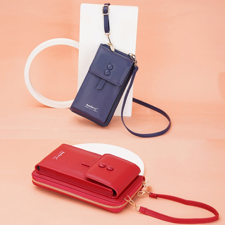 Baellerry Multifunctional Adjustable Crossbody Phone Bag Large Capacity Multi-card Slot Single-shoulder Bag(Claret)