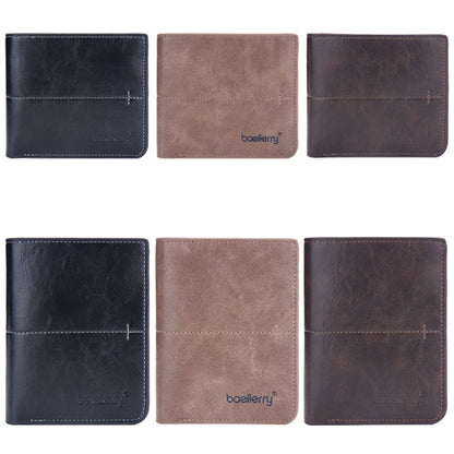 Baellerry Men Short Vintage Multi-Card Wallet Vertical Buckle Zip Wallet(Black Vertical)