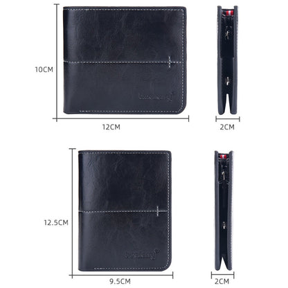 Baellerry Men Short Vintage Multi-Card Wallet Vertical Buckle Zip Wallet(Coffee Horizontal)