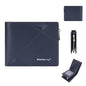 Portefeuille court multi-cartes Baellerry pour hommes, grand porte-monnaie zippé en cuir (bleu)