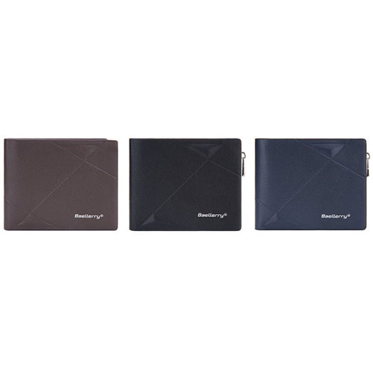 Baellerry Men Short Multi-Card Wallet Large Capacity Leather Zip Coin Purse(Blue)