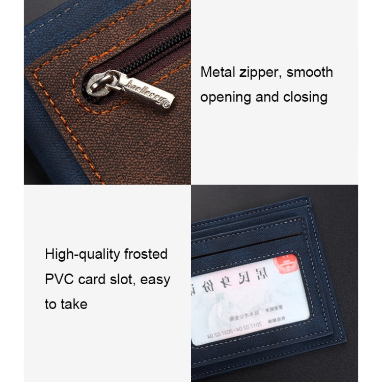Baellerry Synthetic Leather Men Short Wallet Large Capacity Multi-Card Slot Zipper Wallet(Coffee)