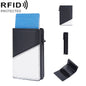Porte-cartes Baellerry en cuir avec boîte en aluminium anti-vol RFID et poussoir latéral contrastant (noir)