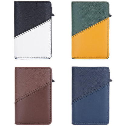 Porte-cartes anti-magnétique Baellerry en cuir avec boîte en aluminium RFID anti-vol et poussoir latéral contrastant (Café)