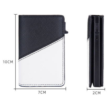 Baellerry RFID Anti-theft Aluminum Box Leather Wallet Side Push Contrasting Antimagnetic Card Holder(Blue)