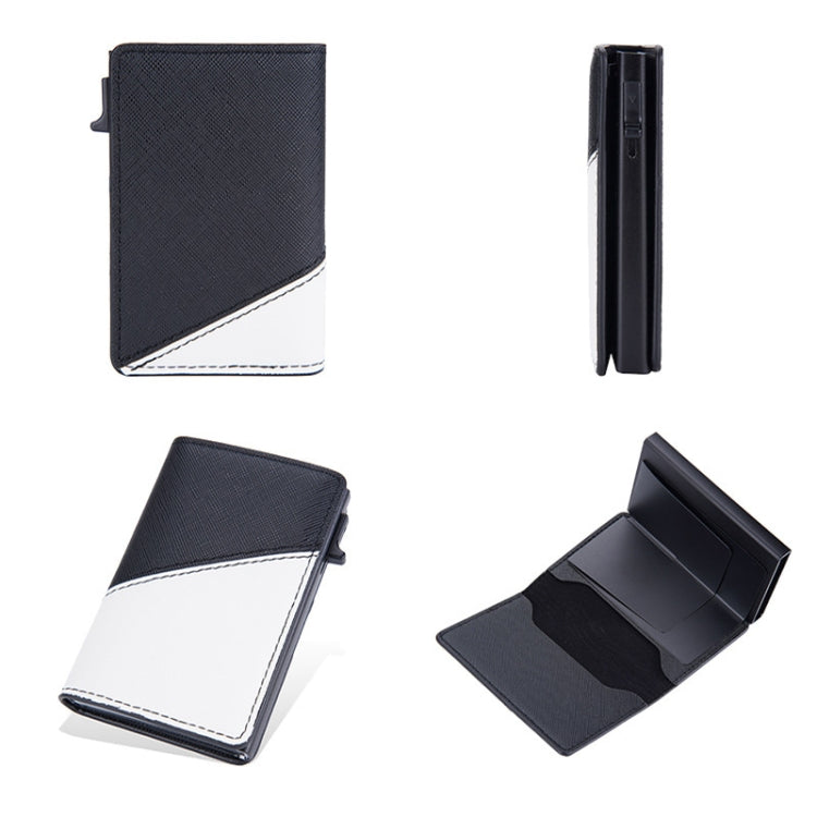 Baellerry RFID Anti-theft Aluminum Box Leather Wallet Side Push Contrasting Antimagnetic Card Holder(Blue)