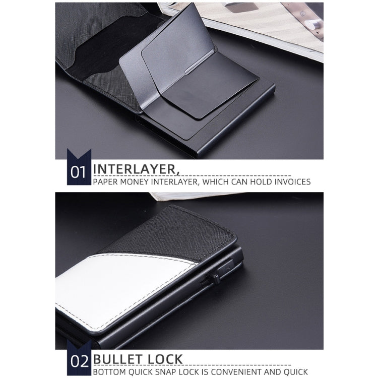 Porte-cartes anti-magnétique Baellerry en cuir avec boîte en aluminium RFID anti-vol et poussoir latéral contrastant (Café)