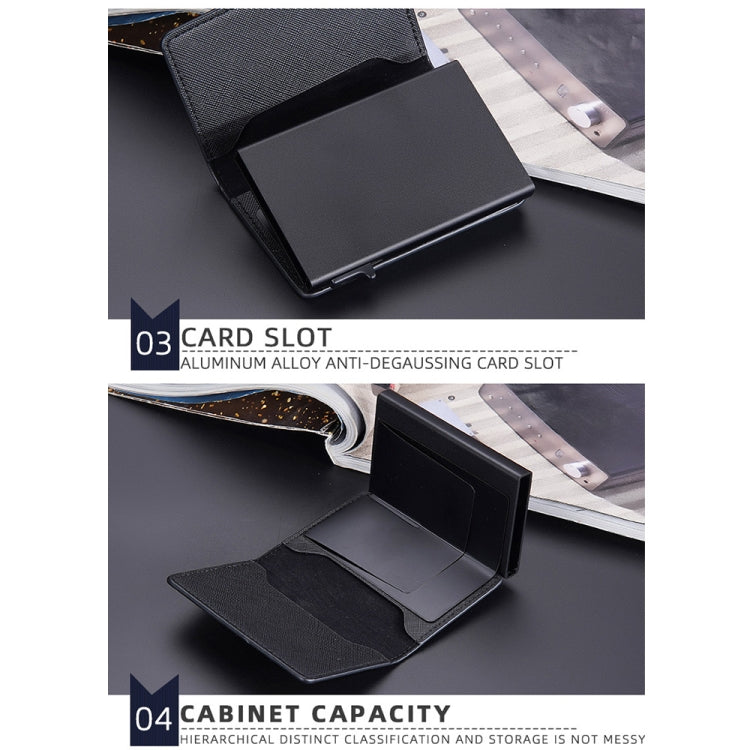 Porte-cartes anti-magnétique Baellerry en cuir avec boîte en aluminium RFID anti-vol et poussoir latéral contrastant (Café)