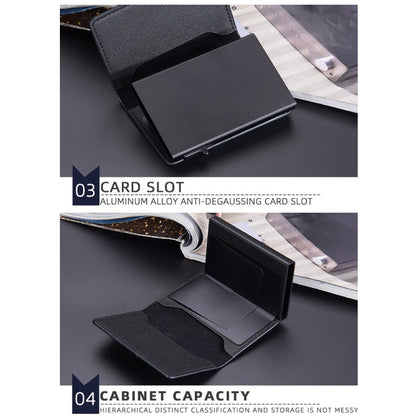 Porte-cartes anti-magnétique Baellerry en cuir avec boîte en aluminium RFID anti-vol et poussoir latéral contrastant (Café)
