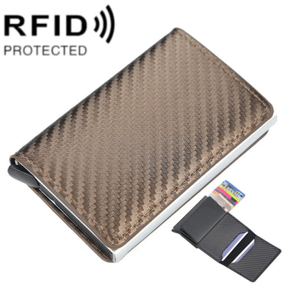 Baellerry Portefeuille en Cuir Plaid Anti-Vol RFID Boîte en Aluminium Métal Type d'Éjection Automatique Porte-Cartes (Or)