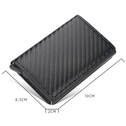 Baellerry RFID Anti-theft Plaid Leather Wallet Metal Aluminum Box Automatic Eject Type Card Holder(Blue)