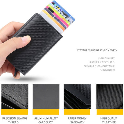 Baellerry Portefeuille en Cuir Plaid Anti-Vol RFID Boîte en Aluminium Métal Type d'Éjection Automatique Porte-Cartes (Or)