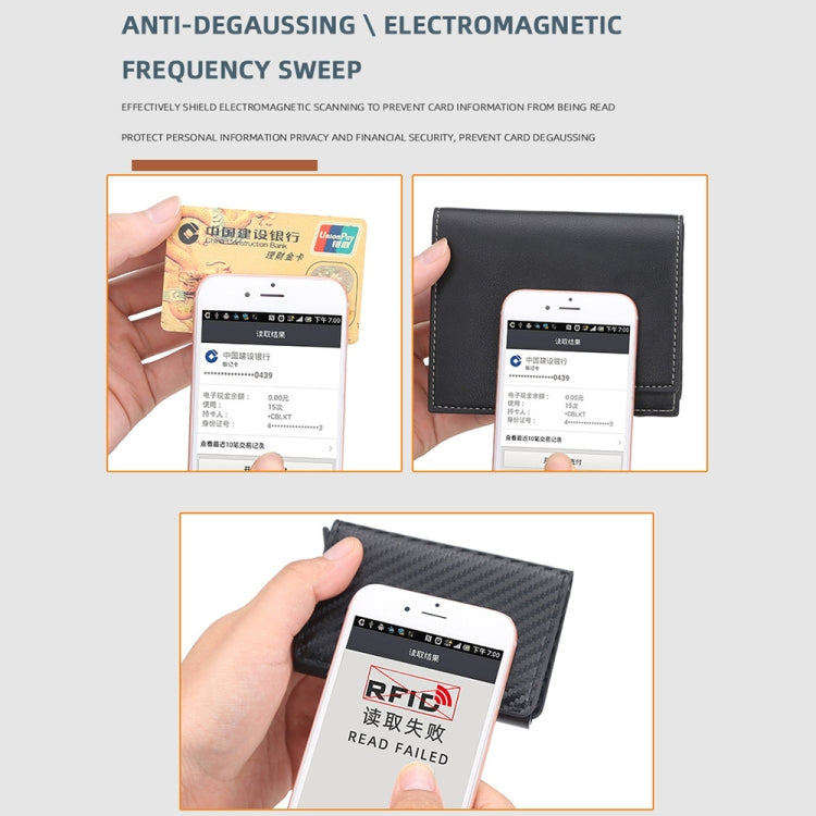 Porte-cartes Baellerry RFID en cuir à carreaux antivol avec boîte en métal en aluminium, éjection automatique (noir)