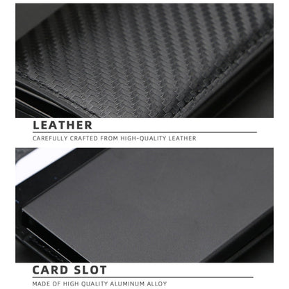 Baellerry Portefeuille en Cuir Plaid Anti-Vol RFID Boîte en Aluminium Métal Type d'Éjection Automatique Porte-Cartes (Or)