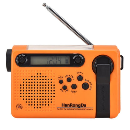 Radio d'avertissement météo NOAA HanRongda HRD-900 à manivelle solaire avec éclairage LED (Orange)