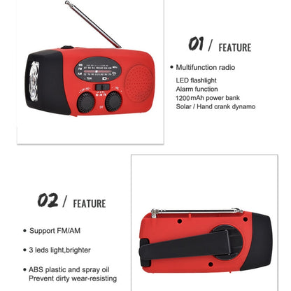 HanRongda HRD-902 Disaster Prevention and Emergency Solar Charging Lighting Mobile Portable Radio(Red)