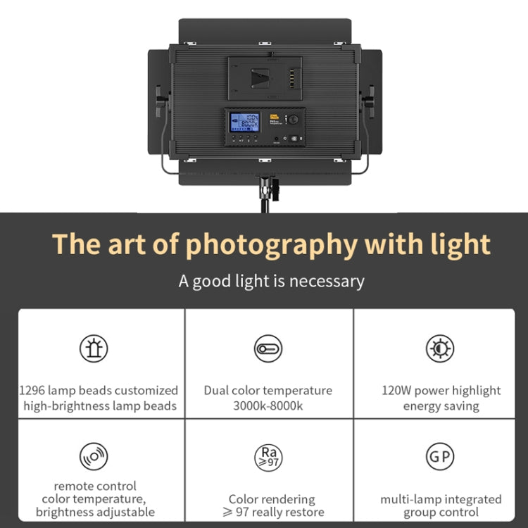 Pixel P45pro High Bright Dual Color Temperature Fill Light 120W Normal Bright Studio Camera Soft Light(A Set With EU Plug Adaptor)