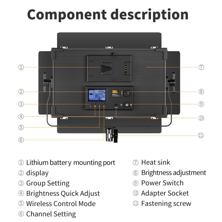 Pixel P45pro High Bright Dual Color Temperature Fill Light 120W Normal Bright Studio Camera Soft Light(A Set With US Plug Adaptor)