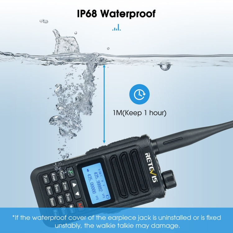 RETEVIS RA89 UV Dual-segment IP68 Waterproof Dual-guard Dual-standby Walkie Talkie(US Frequency 144-148/420-450MHz)