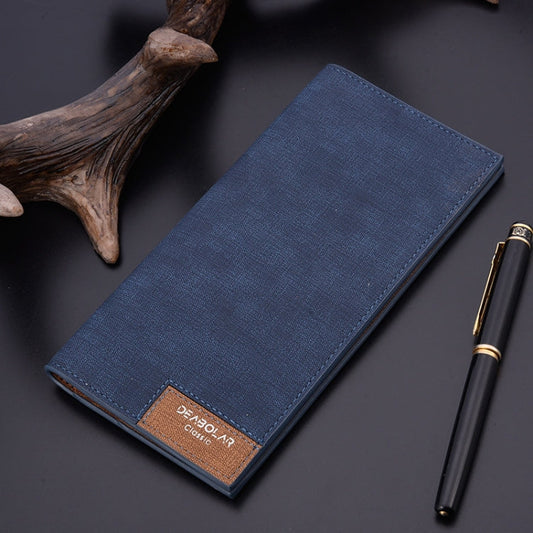 DEABOLAR Large Capacity Men Long Wallet Ultra-thin Paneled Soft Wallet(Navy Blue)