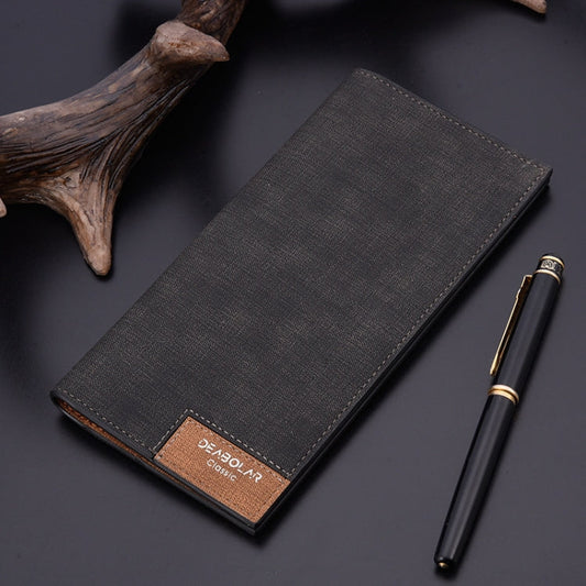 DEABOLAR Large Capacity Men Long Wallet Ultra-thin Paneled Soft Wallet(Black)